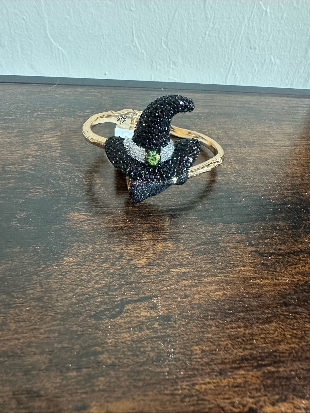 NWT Betsey Johnson Black Crystal Witch Hat Bangle Bracelet - Women Jewelry